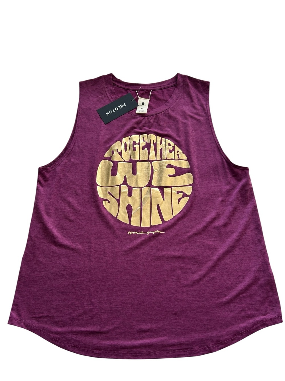 Peloton Purple Muscle Tank with Gold 'Together We Shine' Graphic